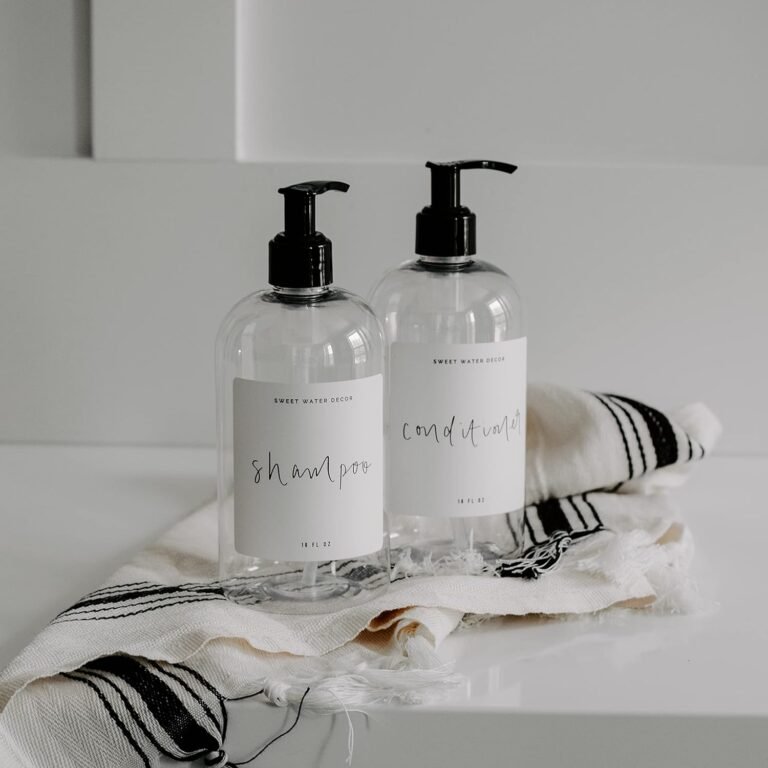 Refillable Bathroom Soap Bottles with Waterpoof Labels